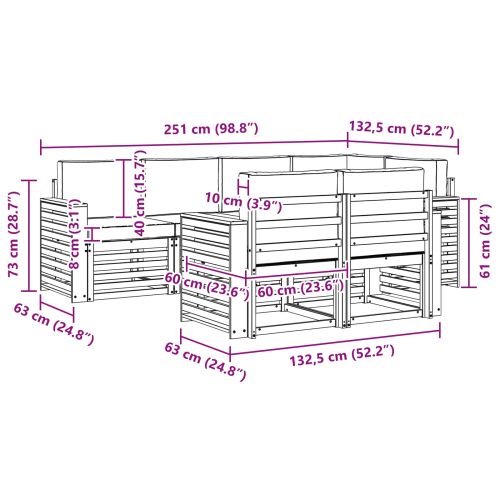 Комплект секционен диван 7 pcs Натурален и Антрацит
