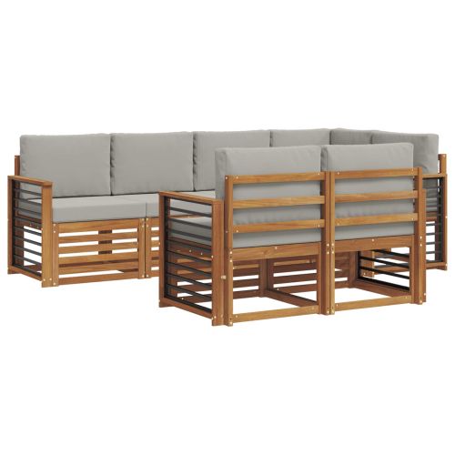 Комплект секционен диван 7 pcs Естествено и светло сиво