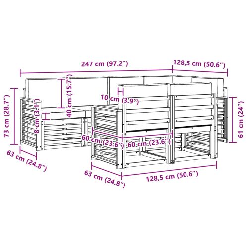 Комплект секционен диван 7 pcs Естествено и светло сиво