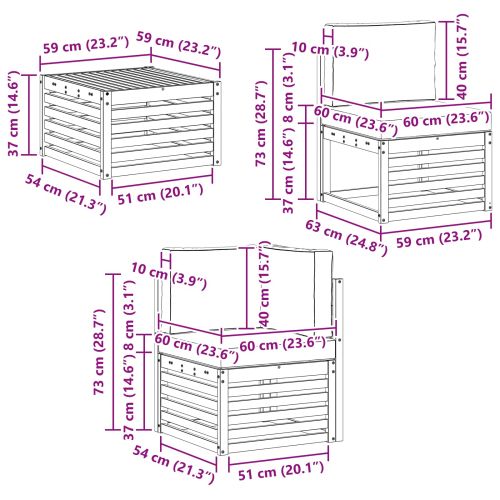 Комплекти дивани 9 pcs Натурален и Крема Солидно акациево дърво