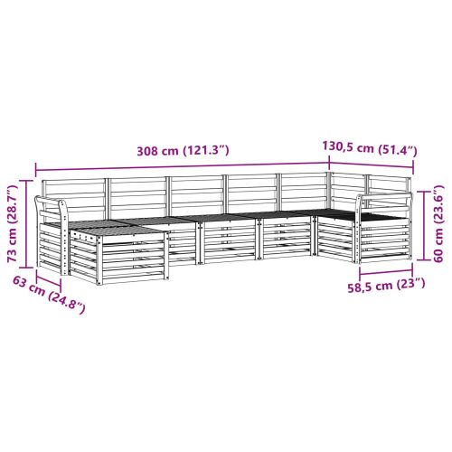 Комплект секционен диван 7 pcs Естествен Солидно акациево дърво