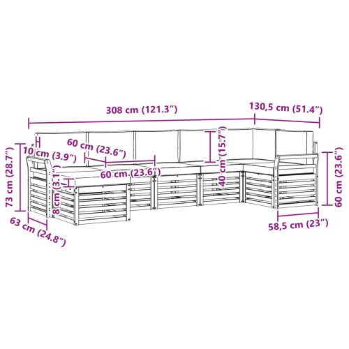 Комплект секционен диван 7 pcs Натурален и Антрацит
