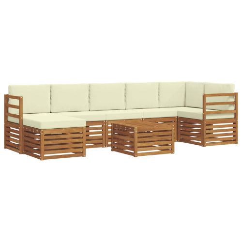 Комплект дивани за открито 8 pcs Натурален и Крема