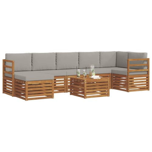 Комплект дивани за открито 8 pcs Естествено и светло сиво