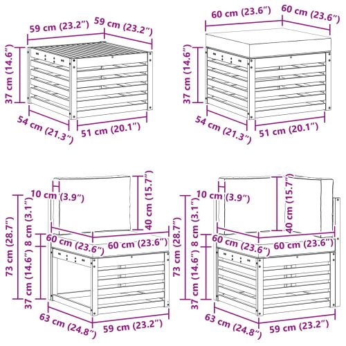 Комплект дивани за открито 8 pcs Натурален и Крема