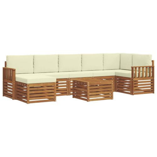 Комплект дивани за открито 8 pcs Натурален и Крема