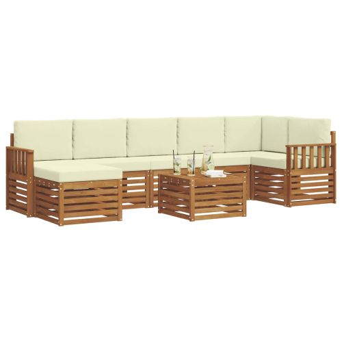 Комплект дивани за открито 8 pcs Натурален и Крема
