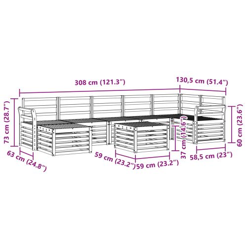 Комплект дивани за открито 8 pcs Естествен
