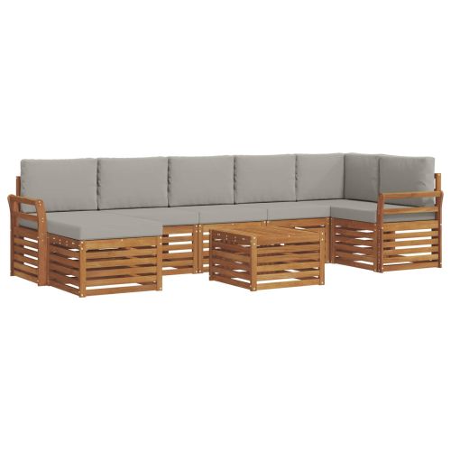 Комплект дивани за открито 8 pcs Естествено и светло сиво