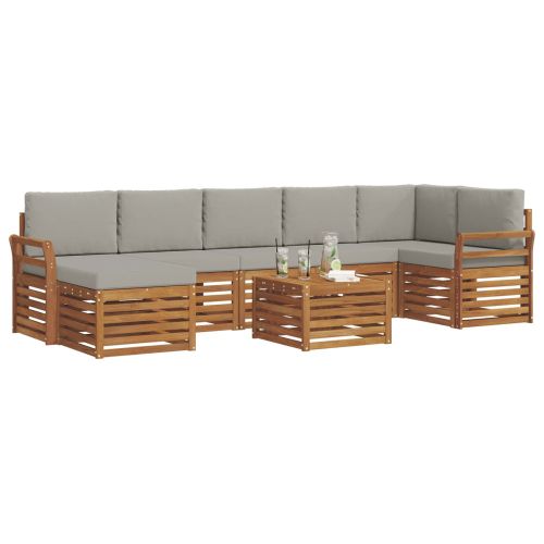 Комплект дивани за открито 8 pcs Естествено и светло сиво
