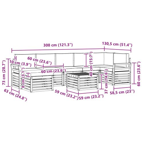 Комплект дивани за открито 8 pcs Естествено и светло сиво