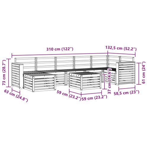 Комплект дивани за открито 8 pcs Естествен