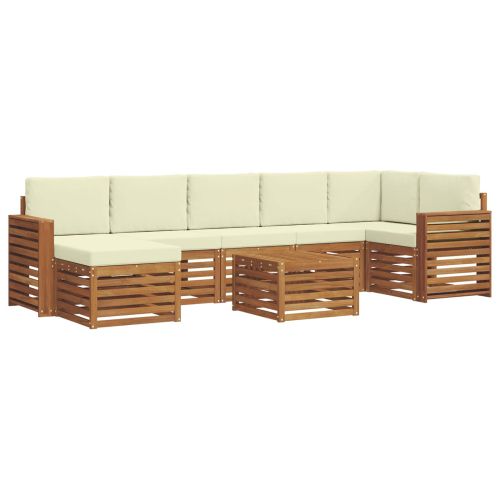 Комплект дивани за открито 8 pcs Натурален и Крема
