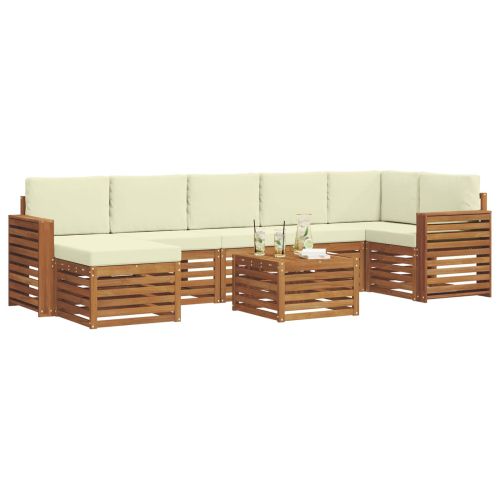 Комплект дивани за открито 8 pcs Натурален и Крема