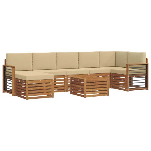 Комплект дивани за открито 8 pcs Натурален и Бежов