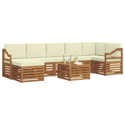 Комплект дивани за открито 8 pcs Натурален и Крема