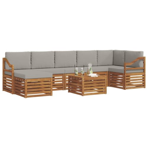Комплект дивани за открито 8 pcs Естествено и светло сиво