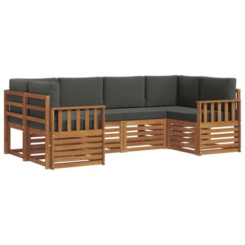 Комплект секционен диван 6 pcs Натурален и Антрацит