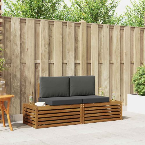 Комплект дивани за открито 2 Брой Натурален и Антрацит