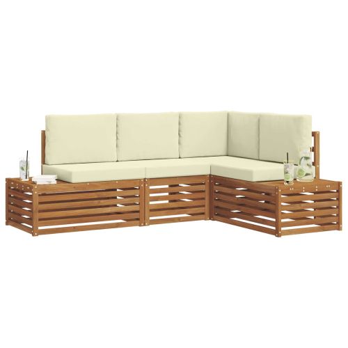Комплект дивани за открито 4 Брой Натурален и Крема