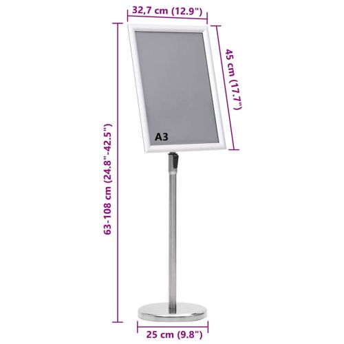 Стойки за плакати 2 pcs Сребрист 45 x 32,7 x 108 см Алуминий