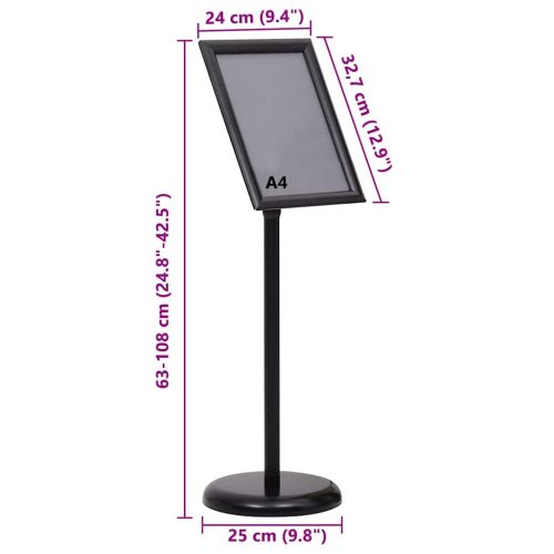 Стойки за плакати 2 pcs Черно 32.7 x 24 x 108 см Алуминий