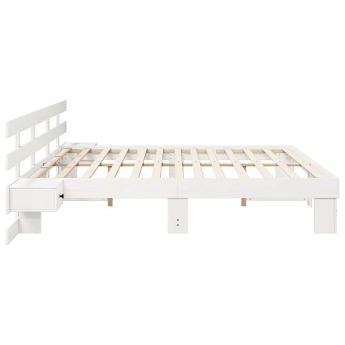 Рамка за легло с таблото Бяло 200 x 200 cm Солидно борово дърво
