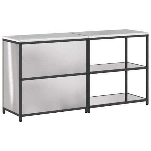 Комплект за кухненско съхранение с рафт с врата 2 pcs Сребрист