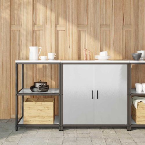 Комплект за кухненско съхранение с рафт с врата 2 pcs Сребрист