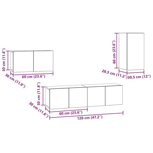 Комплект ТВ шкаф с чекмедже Черния дъб Инженерно дърво