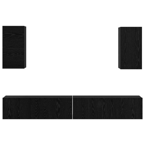 Стенен ТВ шкаф 3 pcs Черния дъб Инженерно дърво