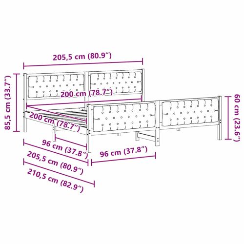 Рамка за легло Черно 200 x 200 cm Солидно борово дърво