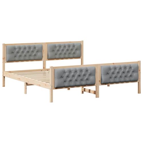 Рамка за легло Светлосиво 160 x 200 cm Солидно борово дърво