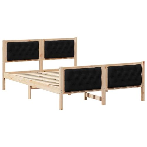 Рамка за легло Черно 150 x 200 cm Солидно борово дърво