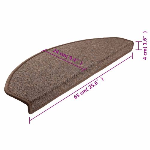 Изтривалки за стълби, 10 бр., 65x24x4 см, кафеенокафяви, полукръгли, големи