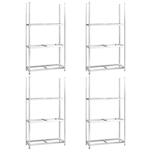 Стелажи за гуми с 3 рафта 4 бр сребристи 110x40x200 см стомана