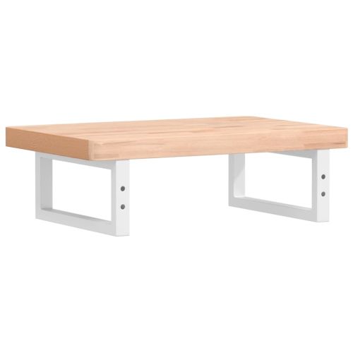 Стенен рафт за мивка, стомана и масивно дърво бук