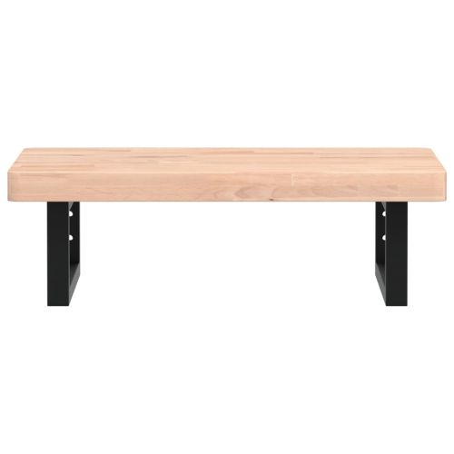 Стенен рафт за мивка, стомана и масивно дърво бук