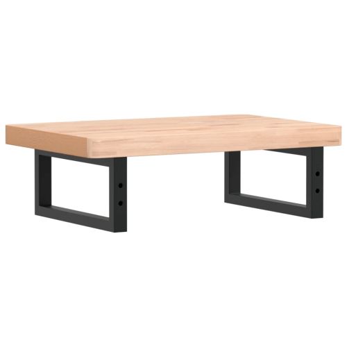 Стенен рафт за мивка, стомана и масивно дърво бук