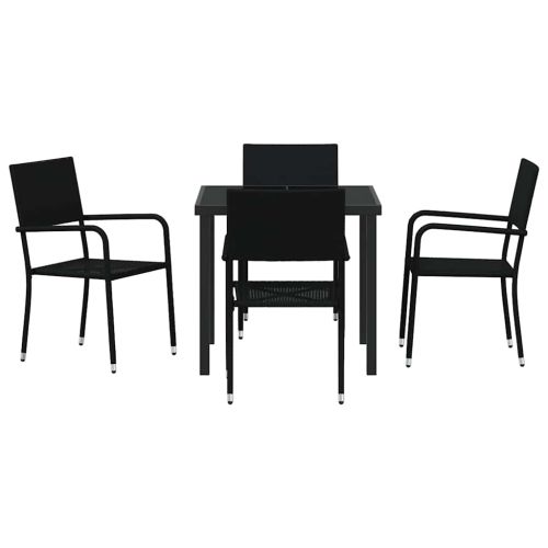 Комплект за хранене в градината 5 pcs Черно полиратан