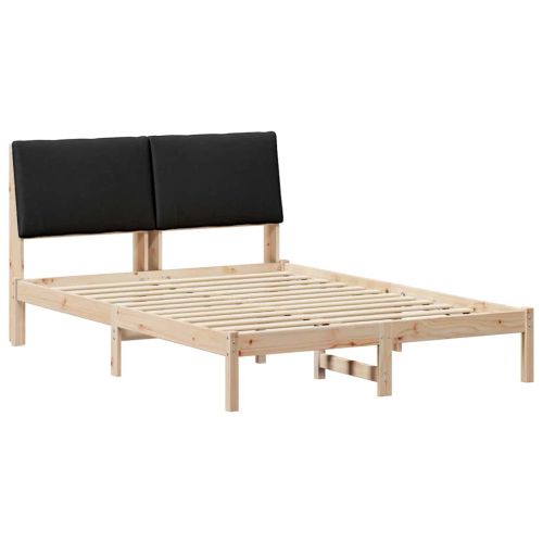 Рамка на леглото Кафяв и черен 150 x 200 cm Борово дърво масив
