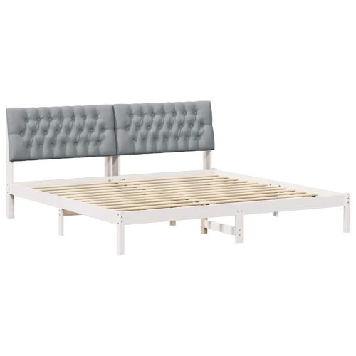 Леглова рамка с тапицирана гръбна част Бяло 200 x 200 cm