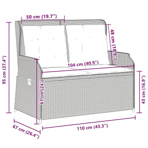 Градинска пейка Черно полиратан