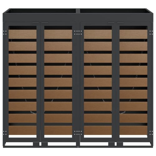 Контейнер за съхранение на 2 коша Антрацит Стомана