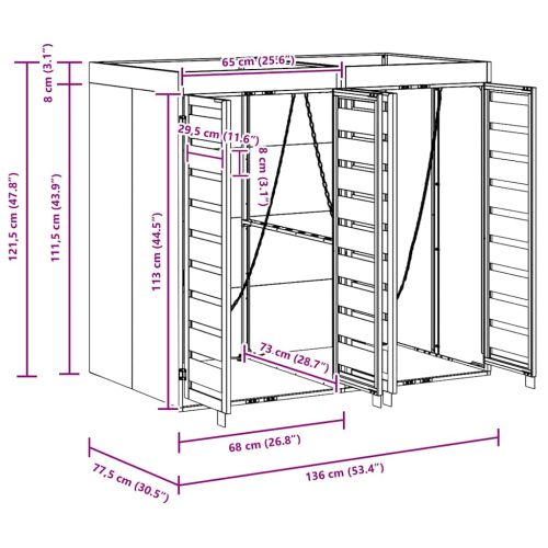 Контейнер за съхранение на 2 коша Антрацит Стомана