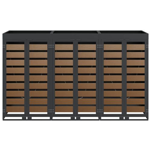 Контейнер за съхранение на 3 коша Антрацит Стомана