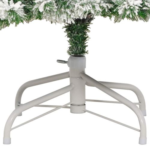 Изкуствено коледно дърво с хингед с поставка Зелен и бял 210 cm