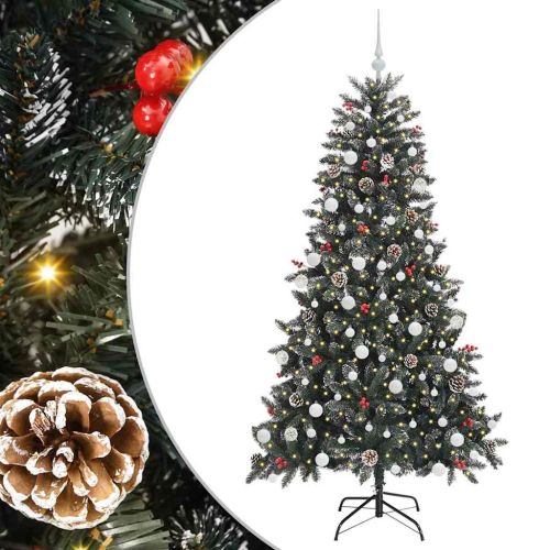 С изкуствено коледно дърво с 300 LED светодиода Зелен 180 cm