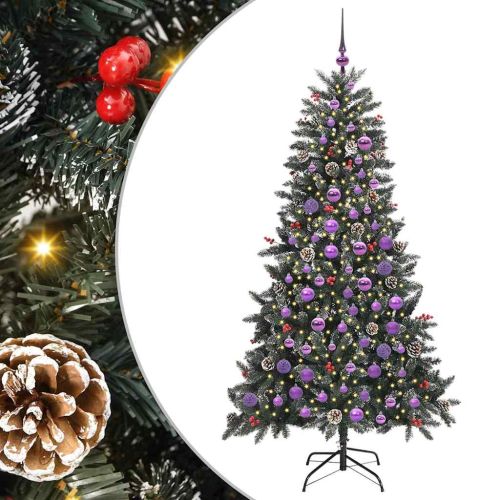 С изкуствено коледно дърво с 300 LED светодиода Зелен 180 cm