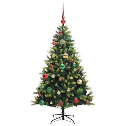 Изкуствен коледен дърво с панти 150 LEDs Зелен 120 cm PVC и PE